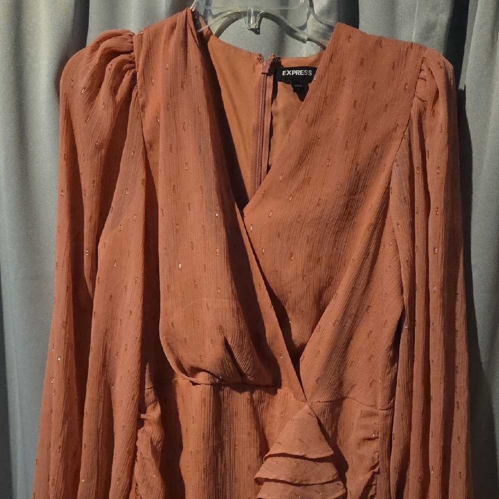 Express Women's Rust Long Sleeve Dress